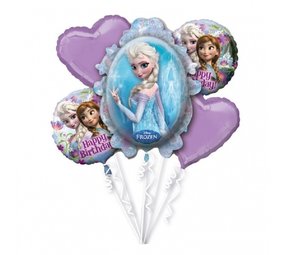 Tuf-Tuf Folie ballon boeket Frozen Happy birthday 5 stuks Tuf-Tuf Folie ballon boeket Frozen Happy birthday 5 stuks