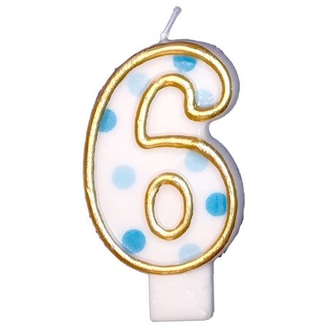 Bougie 6 moucheté bleue