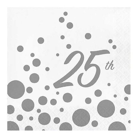 Serviette 25 Shine Silber - Silber 33x33cm 16 Stücke