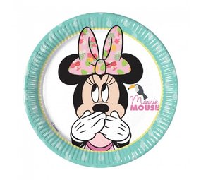 Procos Party Bord Minnie Mouse tropical 19cm | 8 stuks
