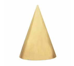Punt hoedje glitter goud | 6 stuks