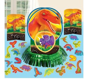 Tafelset 3 centerstuk Dinosaurus en 20 confetti