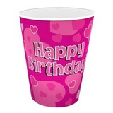 Cup Happy Birthday! Rosa mit Herzen 8 Stücke