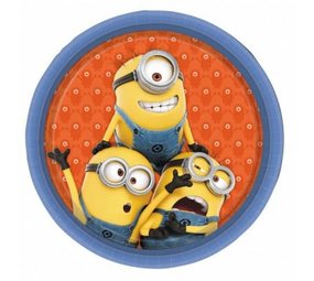 Globos Nordic Bord Minions oranje rond 18cm | 8 stuks