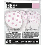 White balloons with pink dots 6 pieces