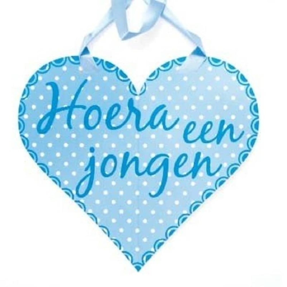 Deurschild Hoera een jongen met lint