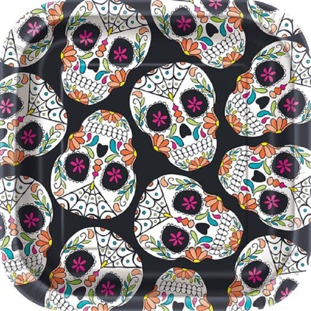 Plate Schedel Day of the dead 18x18 cm Plate Schedel Day of the dead 18x18 cm
