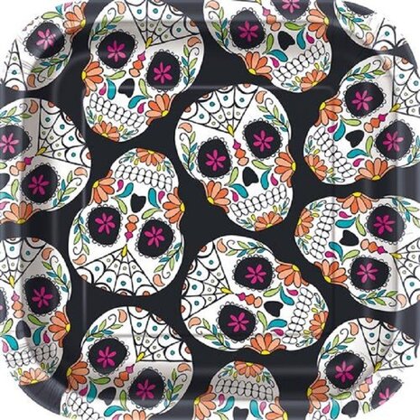 Plate Schedel Day of the dead 18x18 cm Plate Schedel Day of the dead 18x18 cm