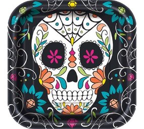 Plate skull day of the dead 23x23 cm Plate skull day of the dead 23x23 cm
