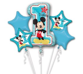 Folie ballon boeket Mickey Mouse 1 jaar | 5 stuks Folie ballon boeket Mickey Mouse 1 jaar | 5 stuks