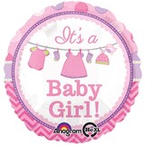 Folie ballon It's a Baby Girl met kleertjes