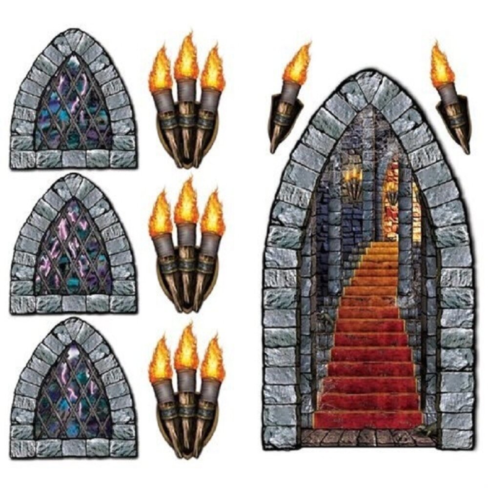 Décor escalier fenêtre torches 9 pièces