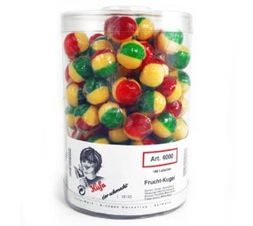 Lollipop of fruit ball each packed