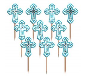 Prikkers Communie Kruis blauw  36 stuks Prikkers Communie Kruis blauw  36 stuks