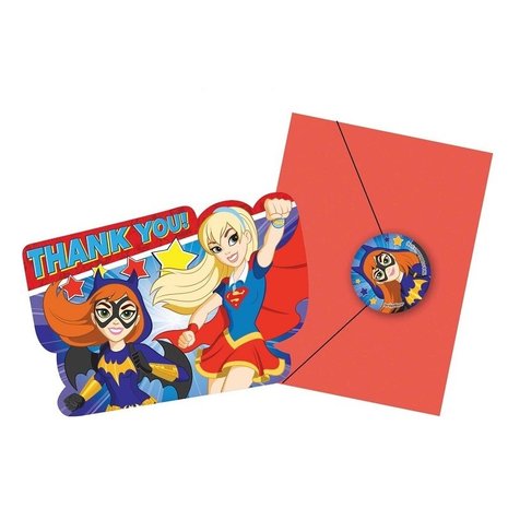 Bedank kaartjes Super Hero Girls 8 stuks