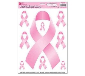 Raam stickers Pink Ribbon 9 stuks Raam stickers Pink Ribbon 9 stuks
