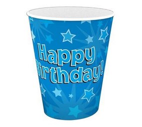 Cup Happy Birthday! Blau mit Sternen 8 Stücke Cup Happy Birthday! Blau mit Sternen 8 Stücke