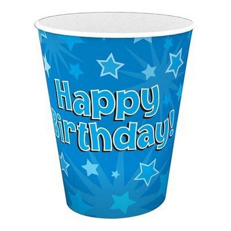 Cup Happy Birthday! Blau mit Sternen 8 Stücke