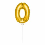 Folat Balloon foil 0 gold with stick | 36cm Folat Balloon foil 0 gold with stick | 36cm