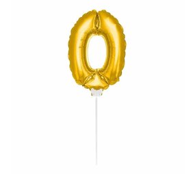 Folat Ballon folie 0 goud met stokje | 36cm Folat Ballon folie 0 goud met stokje | 36cm
