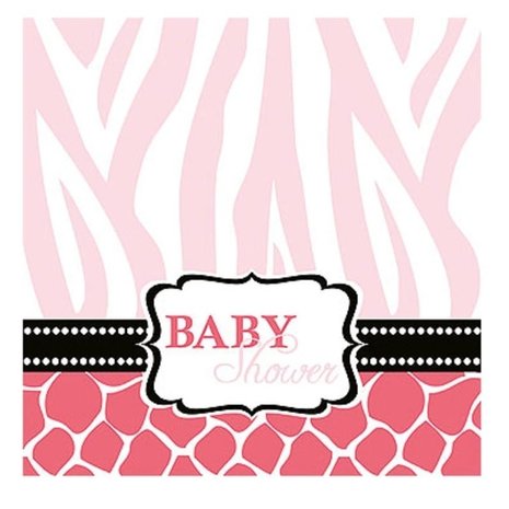 Servet Babyshower Wild Safari pink 16 stuks 33 x 33cm Servet Babyshower Wild Safari pink 16 stuks 33 x 33cm