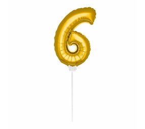 Folat Feuille de ballon 6 or avec bâton | 36cm Folat Feuille de ballon 6 or avec bâton | 36cm