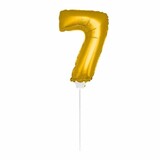 Folat Balloon foil 7 gold with stick | 36cm Folat Balloon foil 7 gold with stick | 36cm