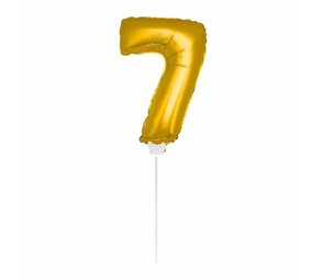 Folat Balloon foil 7 gold with stick | 36cm Folat Balloon foil 7 gold with stick | 36cm