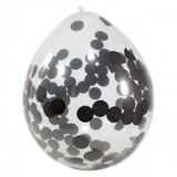 Zwarte ballonnen met confetti 30cm | 4 stuks Zwarte ballonnen met confetti 30cm | 4 stuks