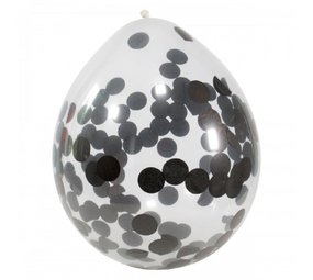 Zwarte ballonnen met confetti 30cm | 4 stuks Zwarte ballonnen met confetti 30cm | 4 stuks