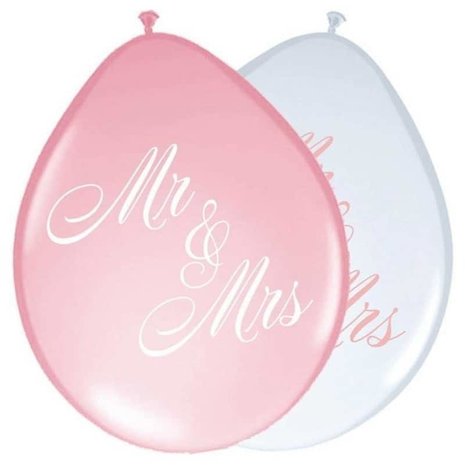 Balloon MR & MrS Pink White 8 Pieces