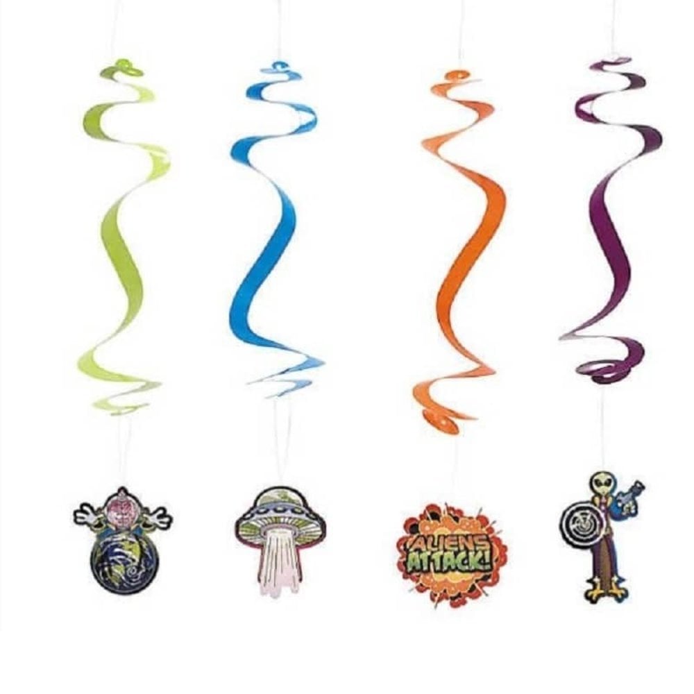 Hangdecoratie swirl Alien 12 stuks Hangdecoratie swirl Alien 12 stuks