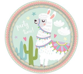 Plaque Lama Party Time 23cm | 8 pièces