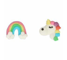 Fun Cakes Sugar decoration rainbow and unicorn 12 pieces Fun Cakes Sugar decoration rainbow and unicorn 12 pieces