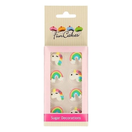 Fun Cakes Sugar decoration rainbow and unicorn 12 pieces Fun Cakes Sugar decoration rainbow and unicorn 12 pieces