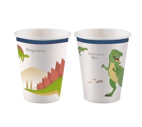 Amscan Pappbecher Happy Dinosaurier 250ml | 8 Stück