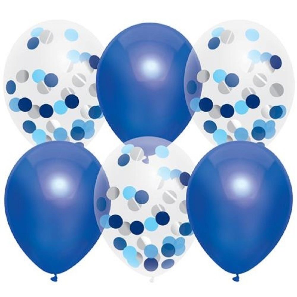 Balloon Royal Blue Mix with confetti 6 pieces