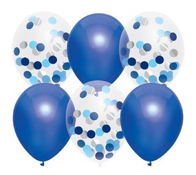 Balloon Royal Blue Mix with confetti 6 pieces