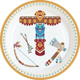 Bord Indianen Tepee en Tomahawk 18cm | 8 stuks Bord Indianen Tepee en Tomahawk 18cm | 8 stuks