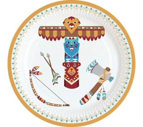 Plaque Indiens Tepee et Tomahawk 18cm | 8 pièces Plaque Indiens Tepee et Tomahawk 18cm | 8 pièces