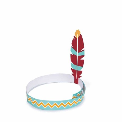Hoofdband Indianen Tepee & Tomahawk 4 stuks Hoofdband Indianen Tepee & Tomahawk 4 stuks