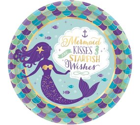 Amscan Mermaid Wishes Borden 23cm | 8 stuks Amscan Mermaid Wishes Borden 23cm | 8 stuks