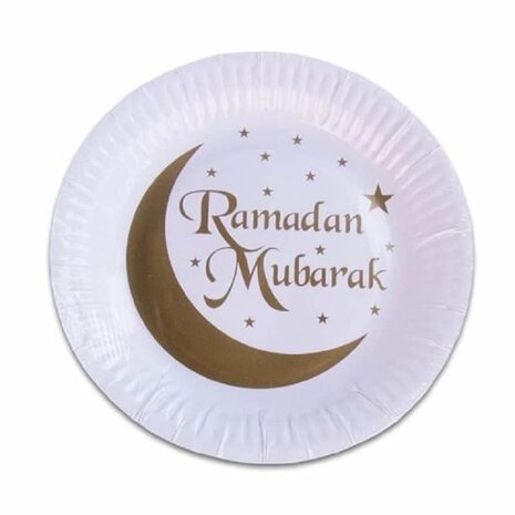 Bord Ramadan Mubarak 18cm | 8 stuks Bord Ramadan Mubarak 18cm | 8 stuks