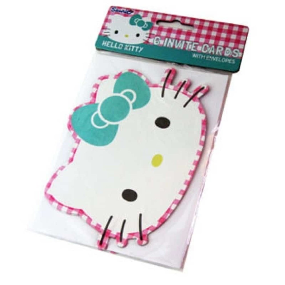 Uitnodiging Hello Kitty gezicht 6 stuks