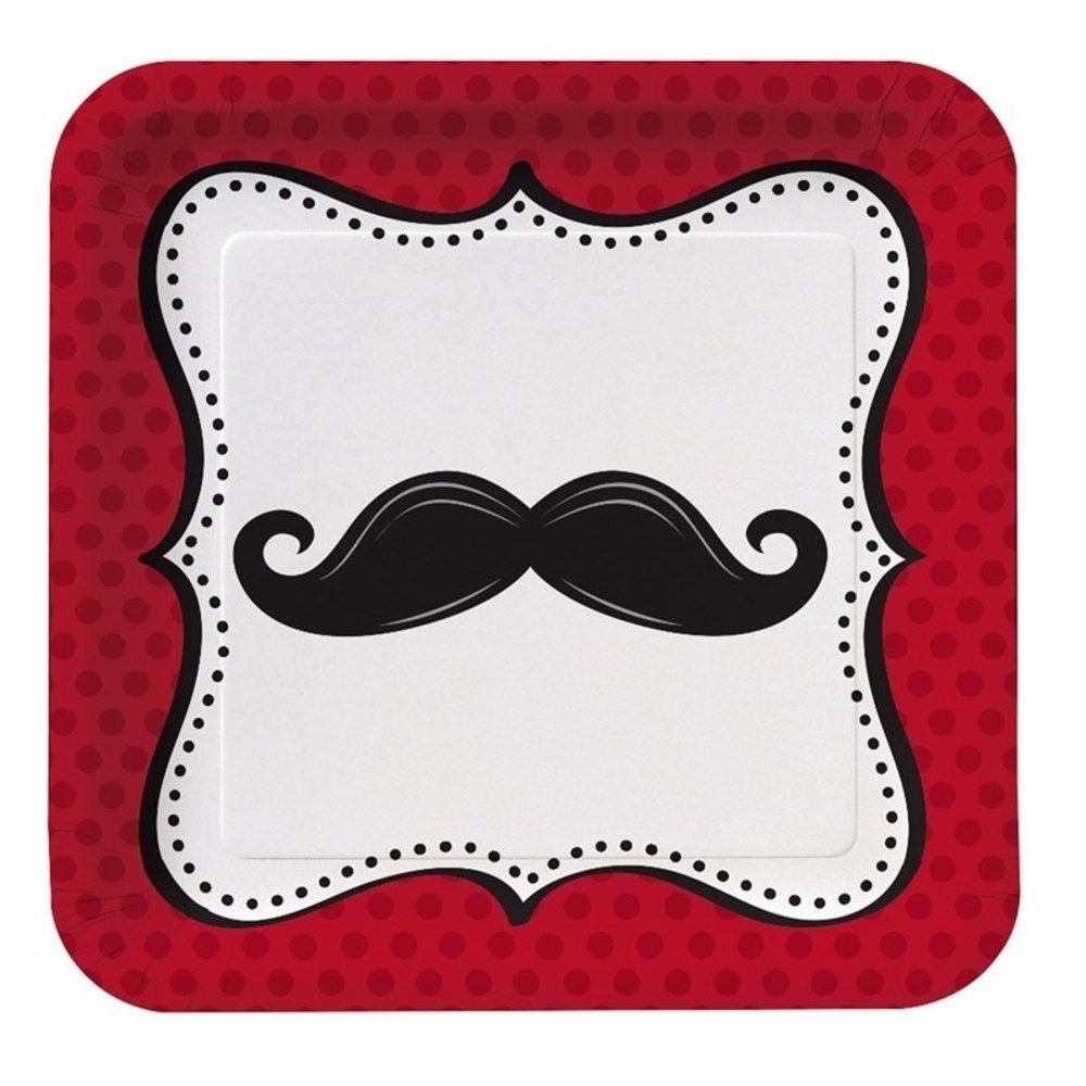 Bord Moustache Madness 23cm | 8 stuks