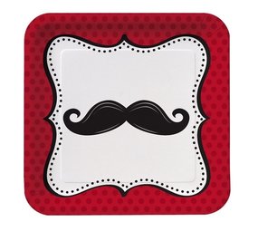 Bord Moustache Madness 23cm | 8 stuks
