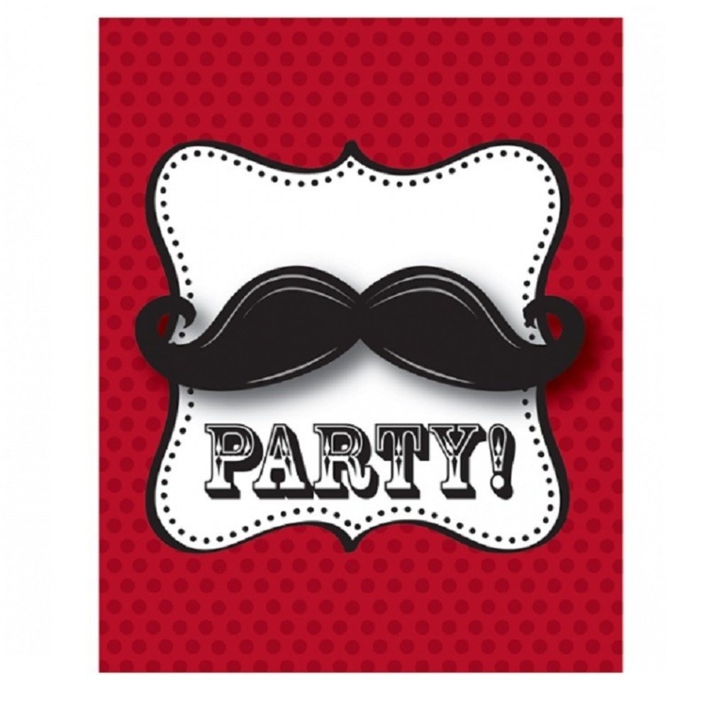 Invitation Moustache Rouge 8 pièces Invitation Moustache Rouge 8 pièces