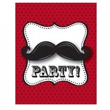 Uitnodiging Moustache rood 8 stuks