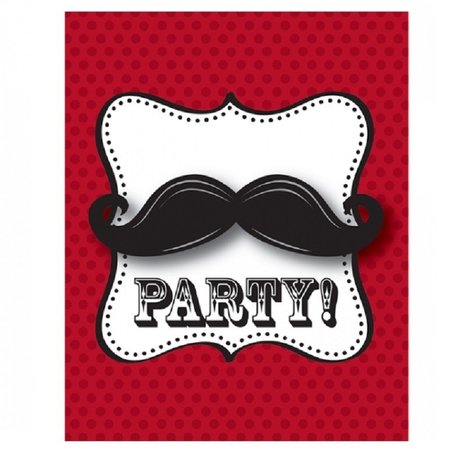Invitation Moustache Rouge 8 pièces Invitation Moustache Rouge 8 pièces