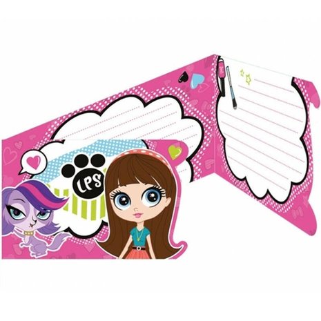 Uitnodiging Littlest Pet Shop girls 6 stuks Uitnodiging Littlest Pet Shop girls 6 stuks